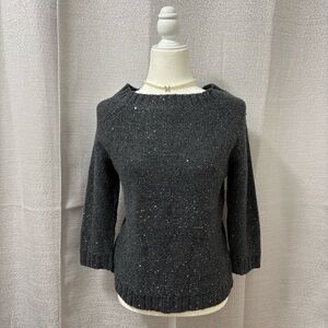 Talbots Gray Sequin Pullover
 Women’s Crew Neck Wool Blend Sweater Size Small